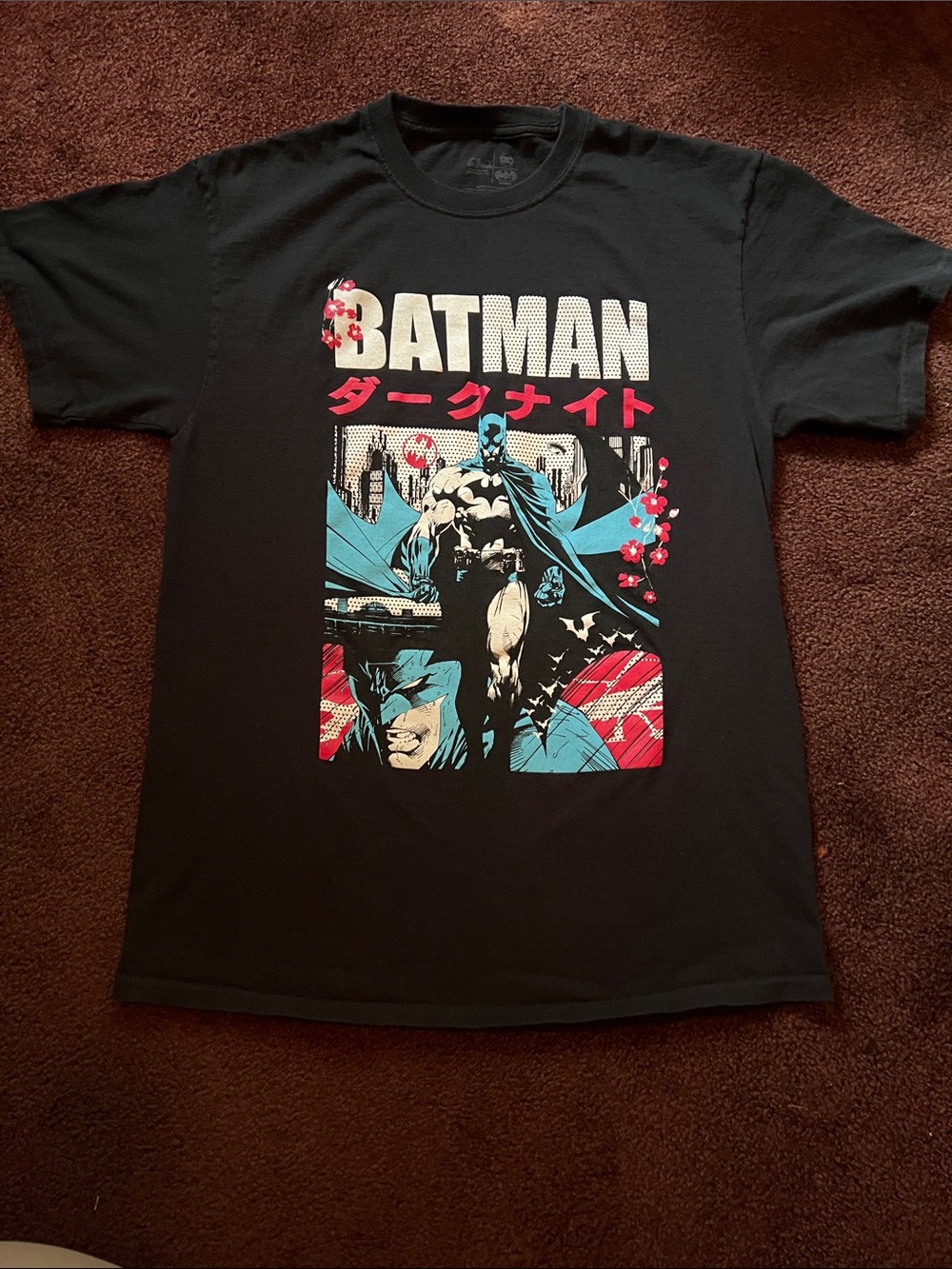 DC Comics Batman Short-Sleeve Tee - Black with Blue & Red Artwork